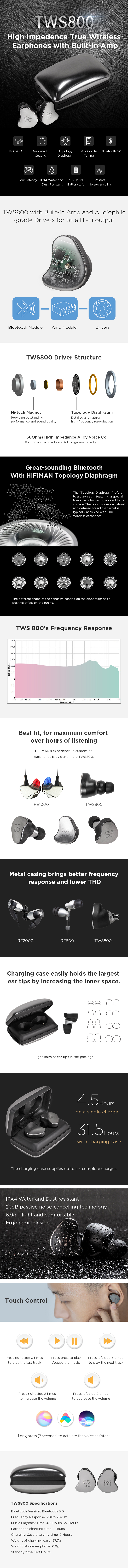 HIFIMAN TWS800 True Wireless Hi-Fi Eadphones,Best-sounding 